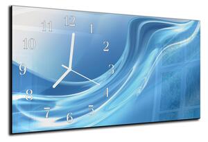 Nástěnné hodiny 30x60cm modrá plastická vlna - plexi