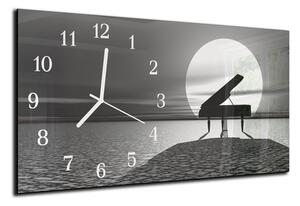 Nástěnné hodiny 30x60cm piano u moře - plexi