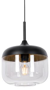 Designová závěsná lampa černá se zlatem a kouřovým sklem - Kyan