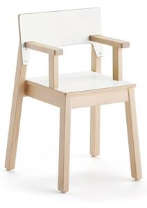 AJ Produkty Dětská židle LOVE, s područkami, výška 380 mm, bříza, bílá