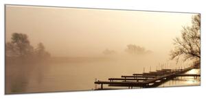 Obraz skleněný jezero v mlze - 70 x 100 cm