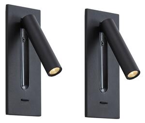 Sada 2 moderních nástěnných svítidel černá vč. LED - Plaza