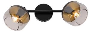 Designová bodová černá se zlatem a kouřovým sklem 2-light - Kyan