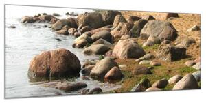 Obraz skleněný kameny u břehu vody - 60 x 90 cm