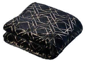 Mikroflanelová deka Premium se zlatým vzorem 150x200 - Černá