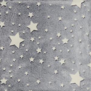 Mikroflanelová deka Premium 150x200 - Zářící hvězdičky šedé - ve tmě svítí