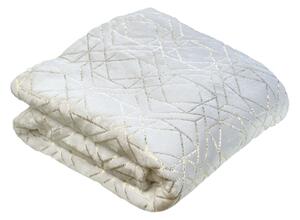 Mikroflanelová deka Premium se zlatým vzorem 150x200 - Bílá
