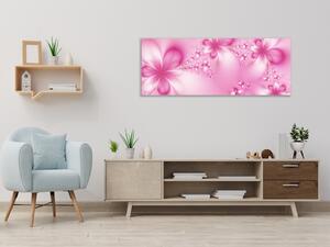 Obraz skleněný abstraktní růžové květy - 30 x 40 cm