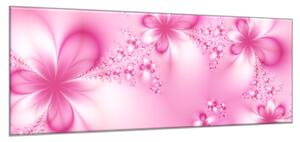 Obraz skleněný abstraktní růžové květy - 40 x 60 cm