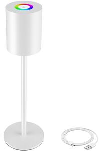 Tectake Retro stolní lampa Corly, LED, 7 světelných barev, stmívatelná - bílá