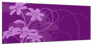 Obraz skleněný abstraktní fialový květ - 30 x 60 cm