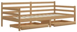 Denní postel se zásuvkami 90x200 cm medová masivní borové dřevo