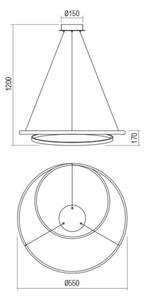 Redo 01-1889 - LED Stm lustr na lanku TORSION LED/29W/230V pr. 55 cm bronzová