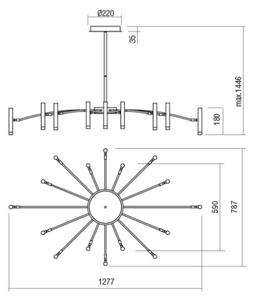 Redo 01-3450 - LED Stmívatelný lustr na tyči RAYEN LED/80W/230V CRI 90 zlatá