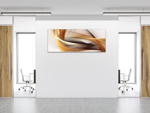 Obraz skleněný abstrakt oranžovo hnědá vlna - 50 x 100 cm