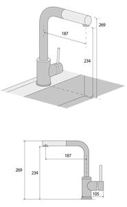 Concept BDG4527DG-Dřezová baterie s vytahovací sprškou 26,9 cm granit/tmavě šedá