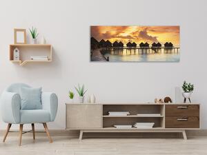 Obraz skleněný tropický západ slunce - 30 x 60 cm