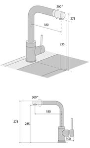 Concept BDG4327BC - Dřezová baterie 27,3 cm granit/černá
