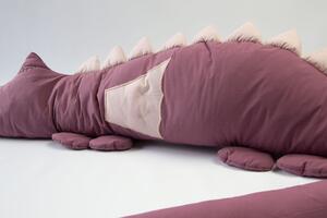 Bavlněný mantinel do dětské postele DRÁČEK - Šedo-růžová