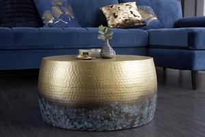 Noble Home Modro-zlatý hliníkový konferenční stolek Hammop, 60 cm