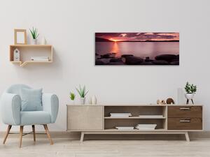 Obraz skleněný západ slunce nad jezerem - 30 x 60 cm