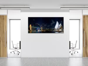 Obraz skleněný město noční Sydney - 30 x 60 cm