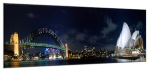 Obraz skleněný město noční Sydney - 30 x 60 cm