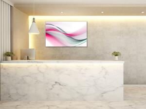 Obraz skleněný abstraktní růžovo šedá vlna - 50 x 100 cm