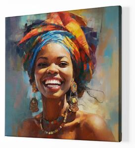 Obraz na plátně - Smějící se africká žena FeelHappy.cz Rozměr obrazu (Šířka x Výška): 40 x 40 cm