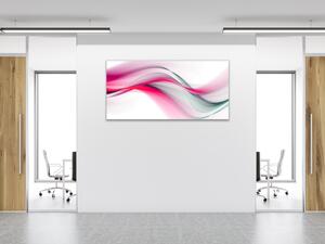 Obraz skleněný abstraktní růžovo šedá vlna - 30 x 60 cm