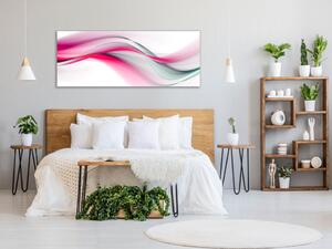 Obraz skleněný abstraktní růžovo šedá vlna - 50 x 100 cm