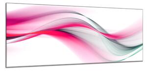 Obraz skleněný abstraktní růžovo šedá vlna - 70 x 100 cm
