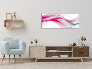 Obraz skleněný abstraktní růžovo šedá vlna - 60 x 90 cm