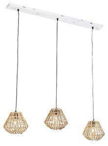 Bambusová závěsná lampa s bílým podlouhlým 3-světlem - Canna Diamond