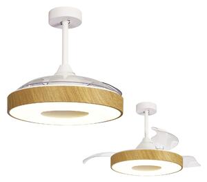 Mantra 8217 Coin, rozvinovací ventilátor se svítidlem a dálk. ovladačem, LED 60W 2700-5000K, dřevěná, průměr 50/106cm