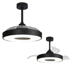 Mantra 8218 Coin, rozvinovací ventilátor se svítidlem a dálk. ovladačem, LED 60W 2700-5000K, černá, průměr 50/106cm