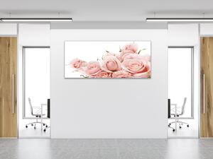 Obraz skleněný květy růžové růže - 30 x 60 cm