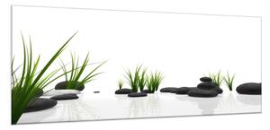 Obraz skleněný wellnes styl tráva a kámen - 70 x 100 cm