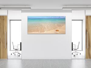 Obraz skleněný mořská hvězdice na pláži - 30 x 60 cm