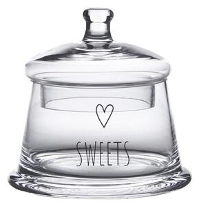 Úložná transparentní nádoba dóza s víčkem a srdíčkem Sweets - Ø 12*13 cm