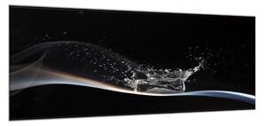 Obraz skleněný abstraktní vlna s kostkou ledu - 34 x 72 cm