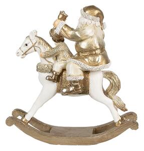 Zlatá vánoční dekorace socha Santa na houpacím koni - 21*8*21 cm