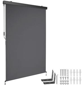 Tectake Svislá markýza Eloise se 2 nástěnnými držáky - 120 x 250 cm,černá