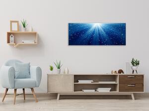 Obraz skleněný modré světelné paprsky - 30 x 60 cm