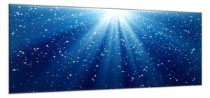 Obraz skleněný modré světelné paprsky - 100 x 150 cm