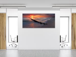 Obraz skleněný východ slunce u Baltského moře - 30 x 60 cm