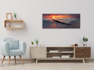 Obraz skleněný východ slunce u Baltského moře - 30 x 60 cm
