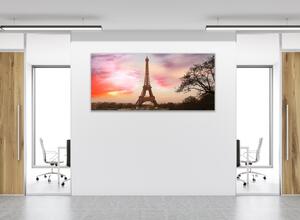 Obraz na skle Eiffelova věž v západu slunce - 30 x 60 cm