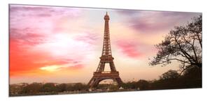 Obraz na skle Eiffelova věž v západu slunce - 30 x 60 cm