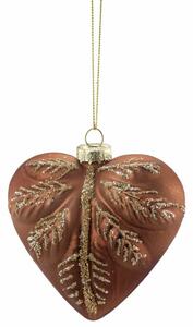 Lene Bjerre Skleněná ozdoba Luna Heart - Brown LB372